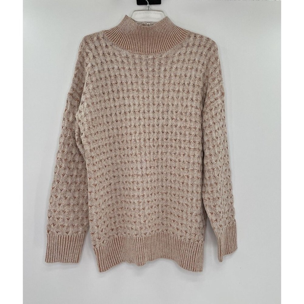 Knox Rose Sweater Women’s Cable Knit Long Sleeve Stretch Light Peach Orange Sz M